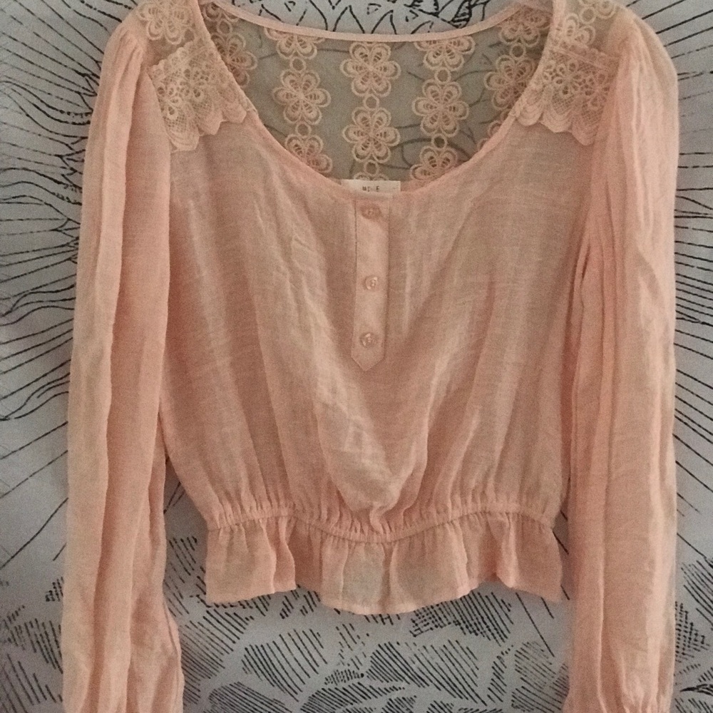 lacey pink blouse